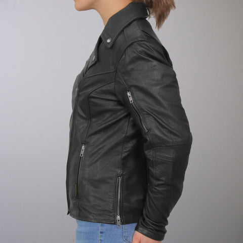 Hot Leathers JKL1029 Ladies Leather Motorcycle Concealed carry Biker Jacket with Vents and Side Zippers