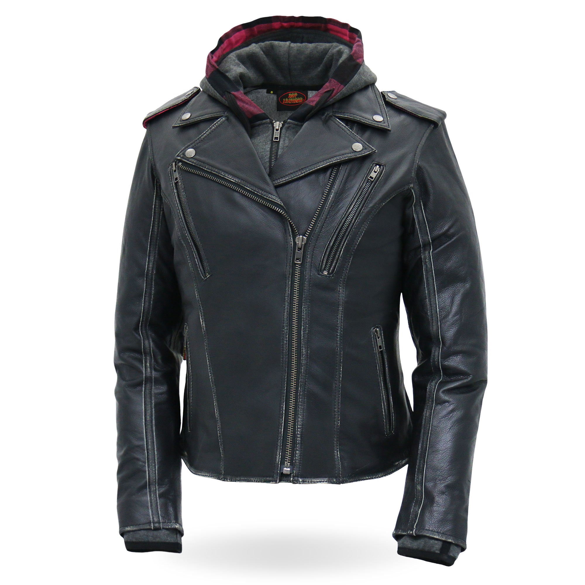 Hot Leathers JKL1033 Ladies Biker Black Leather Motorcycle Jacket with