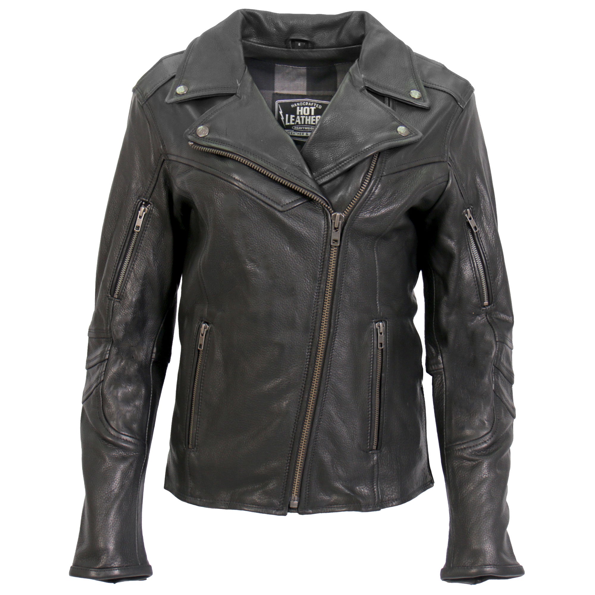 Hot Leathers JKL1034 Ladies Biker Black Leather Motorcycle Jacket with
