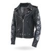 Hot Leathers Rose Embroidered Ladies Motorcycle Style Leather Jacket