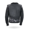 Hot Leathers Rose Embroidered Ladies Motorcycle Style Leather Jacket