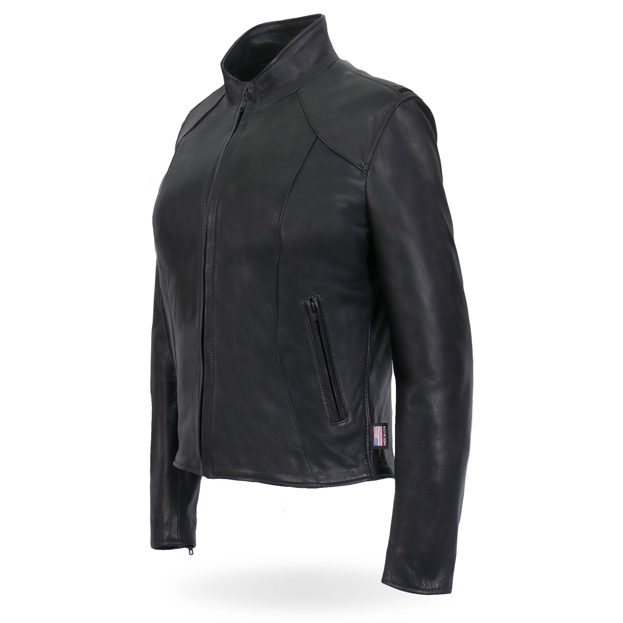 Hot Leathers JKL5003 USA Made Ladies Clean Cut Leather Motorcycle Biker Jacket