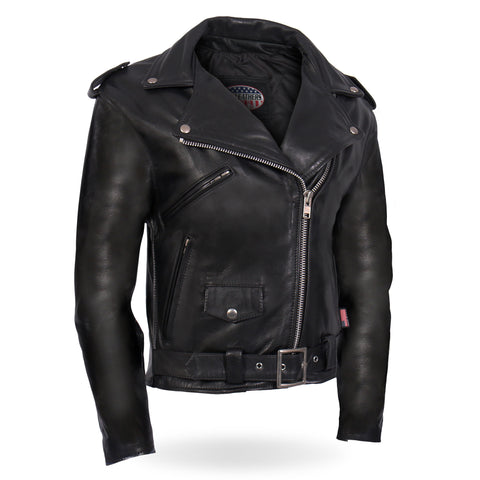 Hot Leathers JKL5004 Ladies Black Premium USA Made Classic Motorcycle Style Leather Biker Jacket