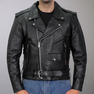 Hot Leathers JKM1002 Classic Men’s Motorcycle Leather Biker Jacket with Zip Out Lining
