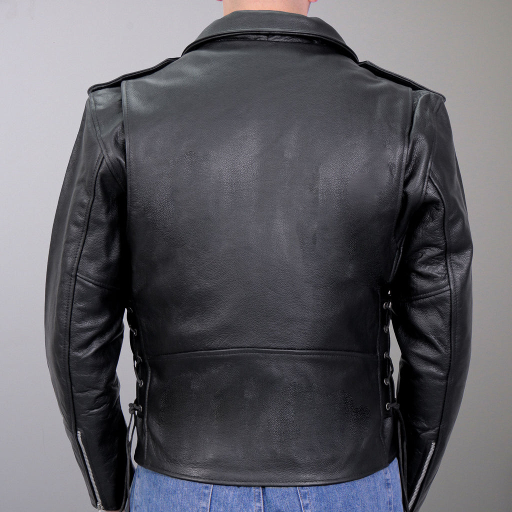 Hot Leathers JKM1002 Classic Mens Motorcycle Leather Biker Jacket with Zip Out Lining