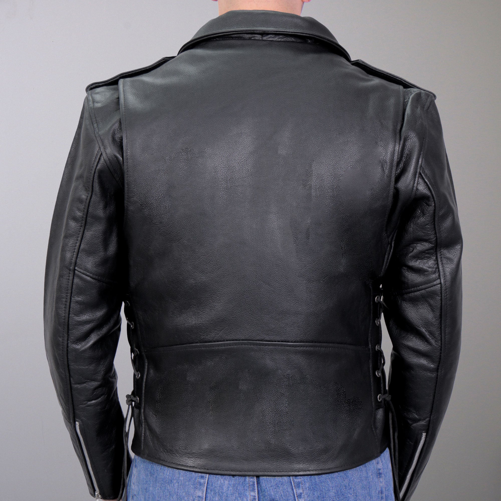 Hot Leathers JKM1002 Classic Mens Motorcycle Leather Biker Jacket with Zip Out Lining