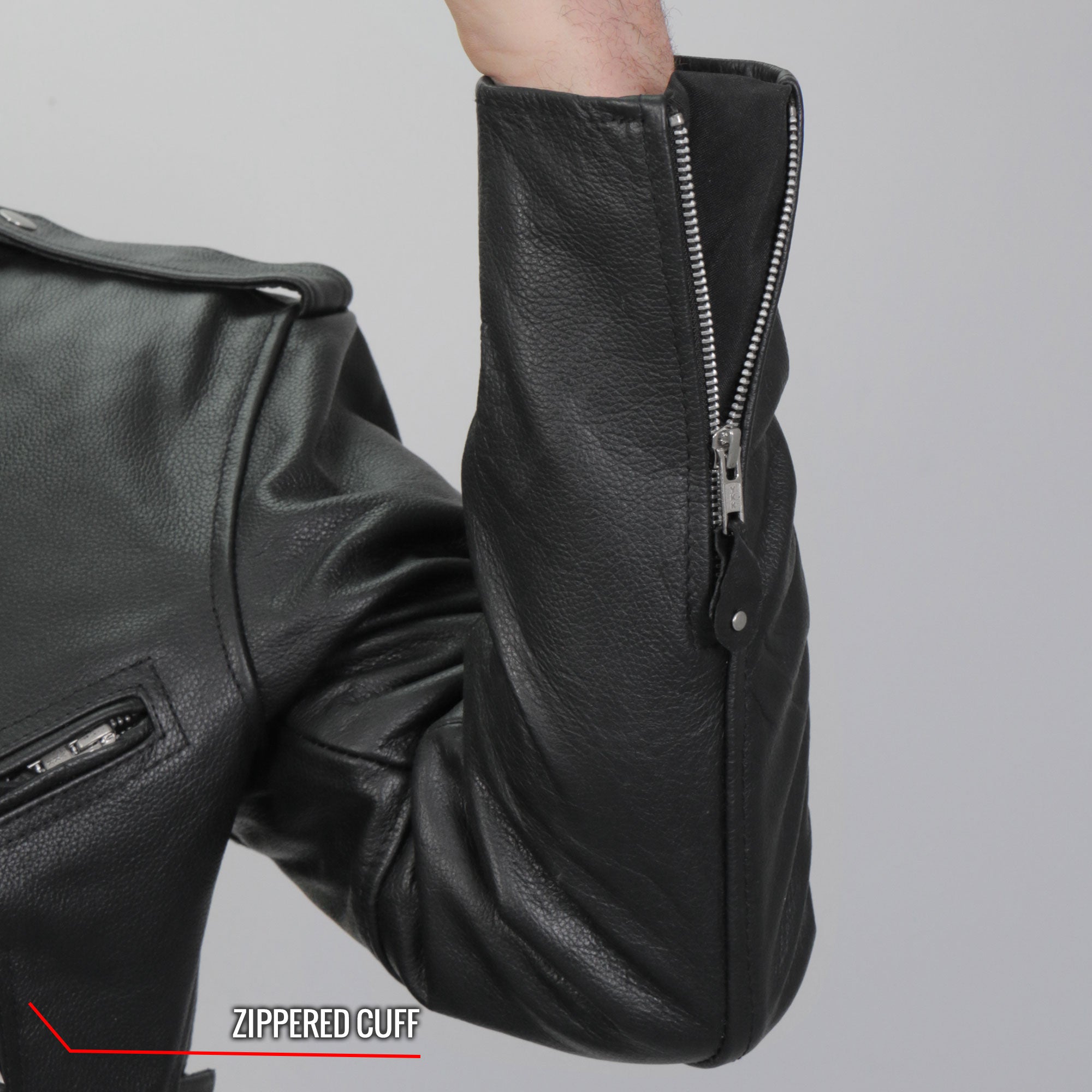 Hot Leathers JKM1002 Classic Mens Motorcycle Leather Biker Jacket with Zip Out Lining