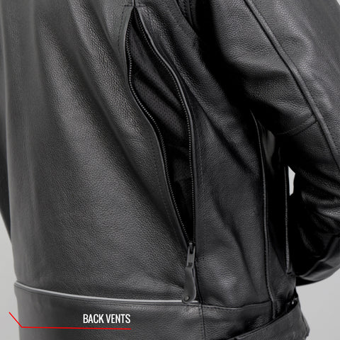 Hot Leathers JKM1021 Men's Black Leather Motorcycle Biker Carry and Conceal Vented Scooter Jacket