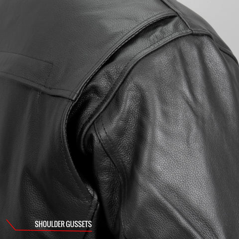 Hot Leathers JKM1022 Mens Motorcycle Leather Biker Jacket with Concealed Carry Pocket
