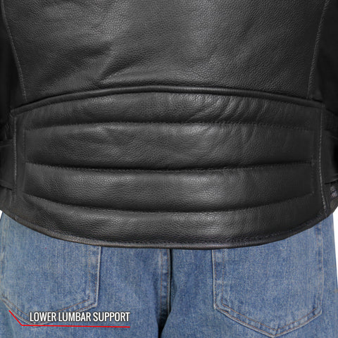 Hot Leathers JKM1022 Mens Motorcycle Leather Biker Jacket with Concealed Carry Pocket