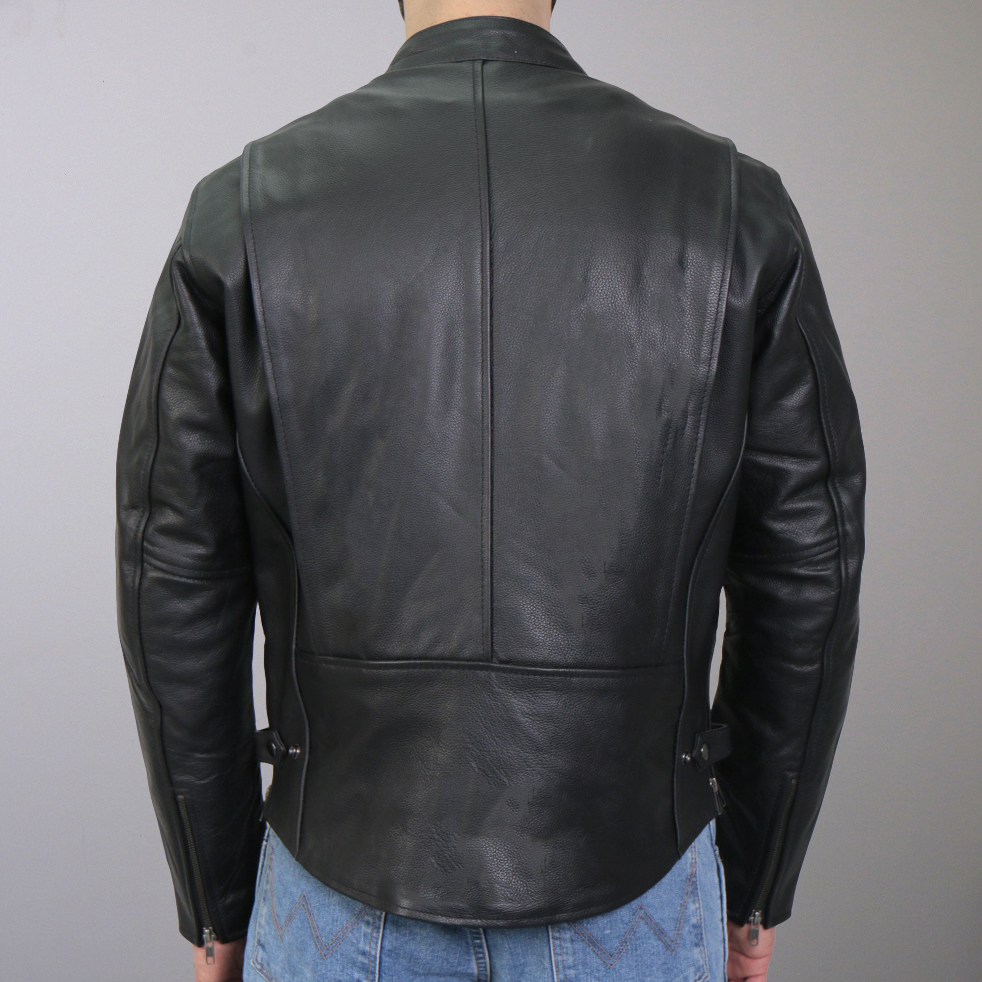 Hot Leathers JKM1027 Mens Black Carry and Conceal Leather Motorcycle Biker Jacket