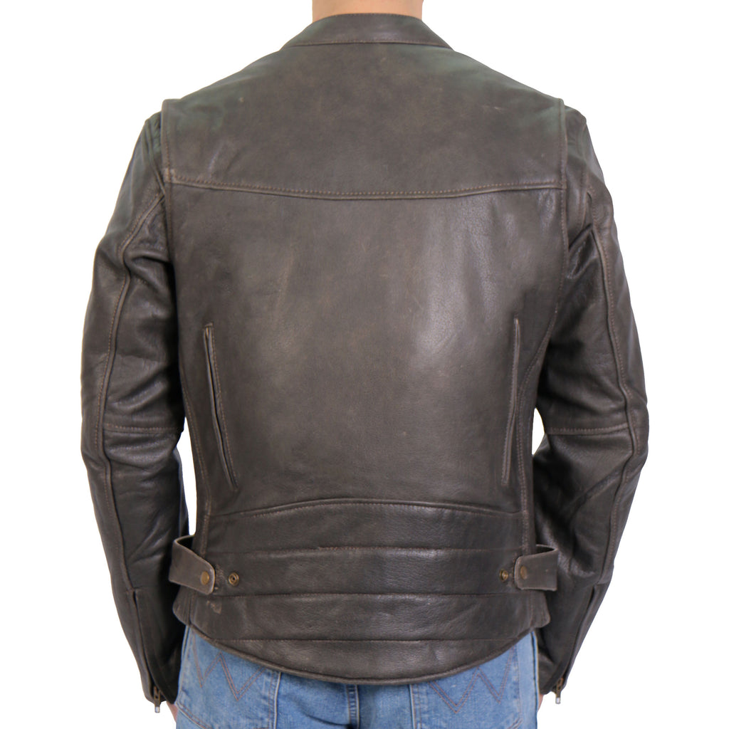 Hot Leathers JKM1029 Mens Distress Brown Motorcycle style Carry and Conceal Leather Biker Jacket