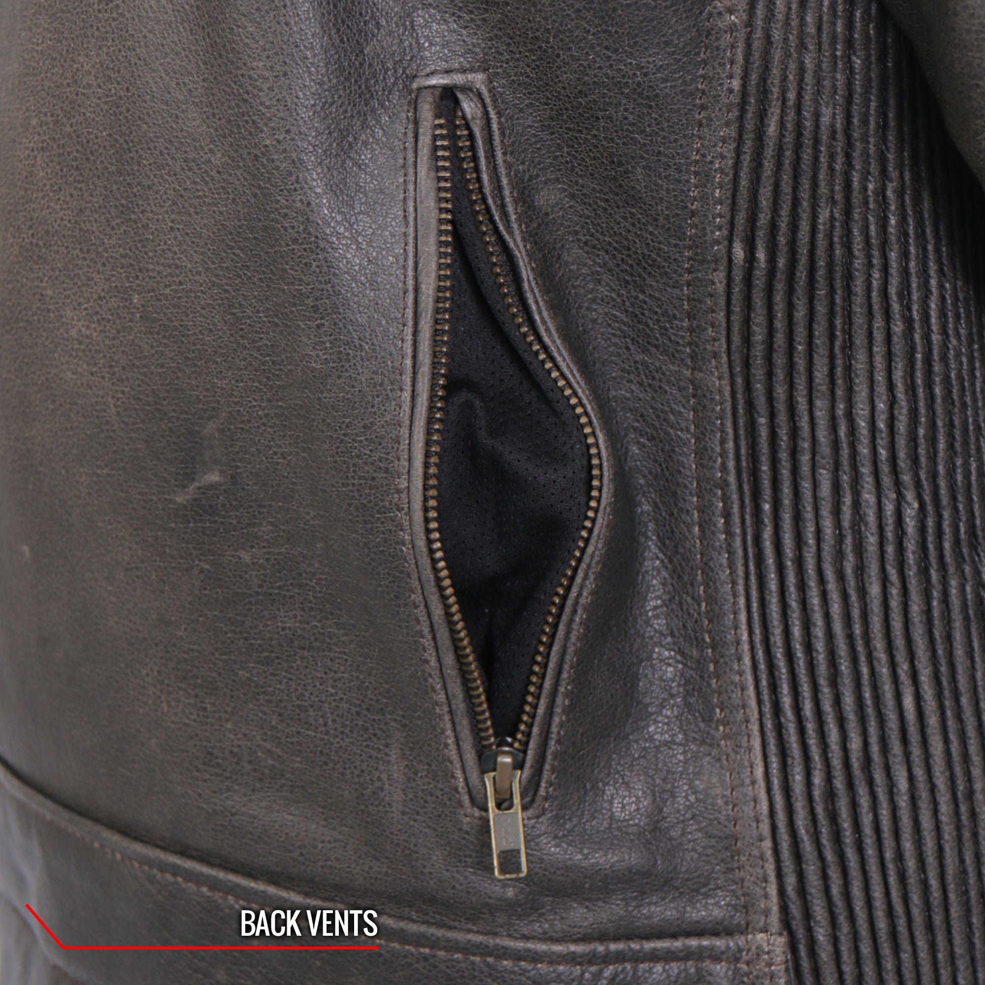 Hot Leathers JKM1029 Mens Distress Brown Motorcycle style Carry and Conceal Leather Biker Jacket