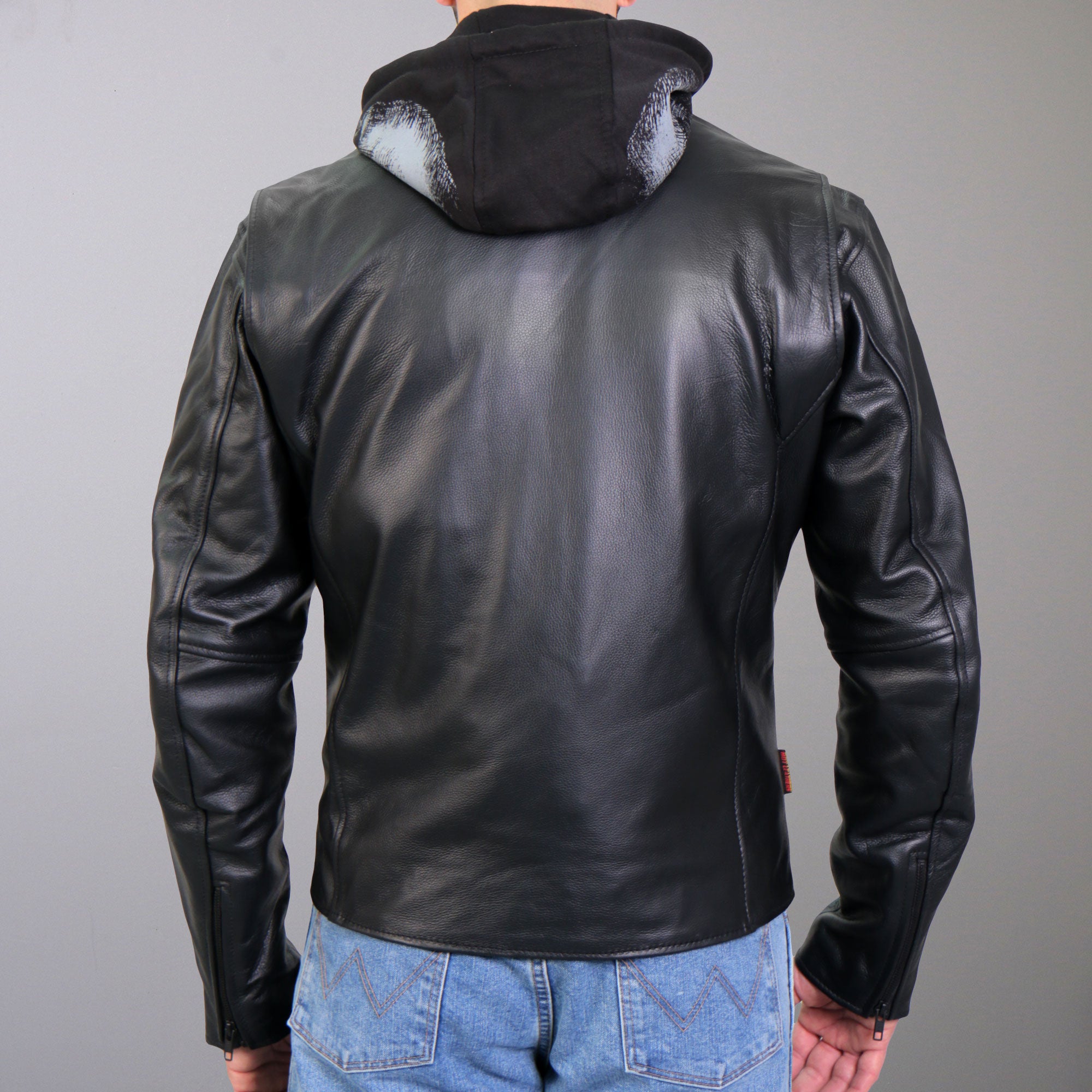 Hot Leathers JKM1031 Men’s Biker  ‘Skull and Bones’ Leather Motorcycle Jacket with Flannel Lining