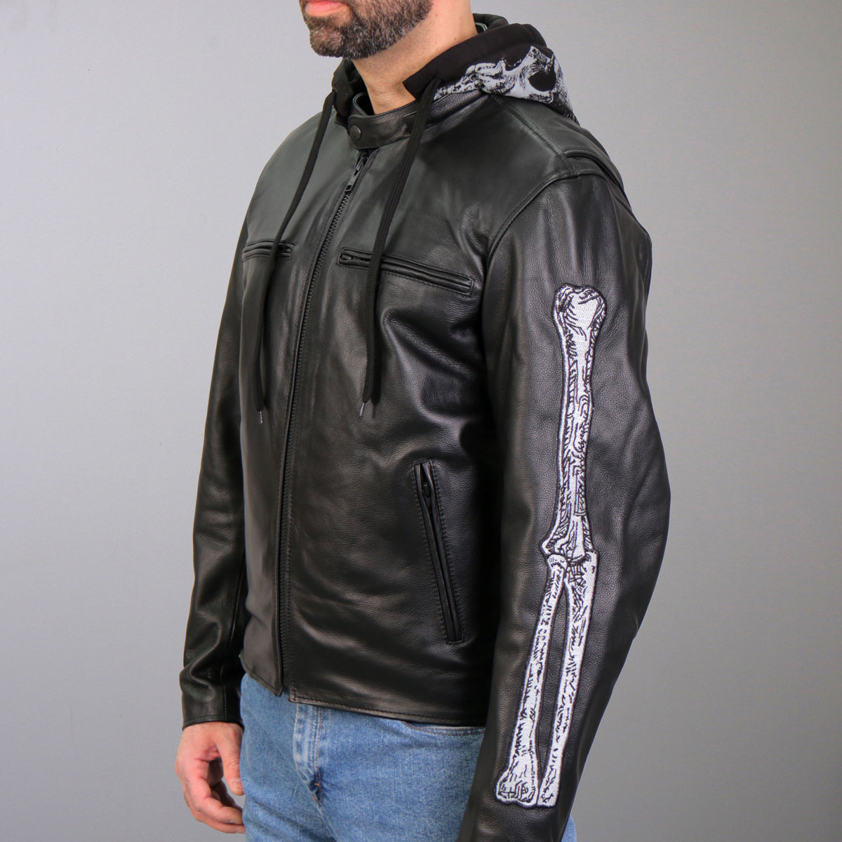 Leather motorcycle jacket with skulls hot sale
