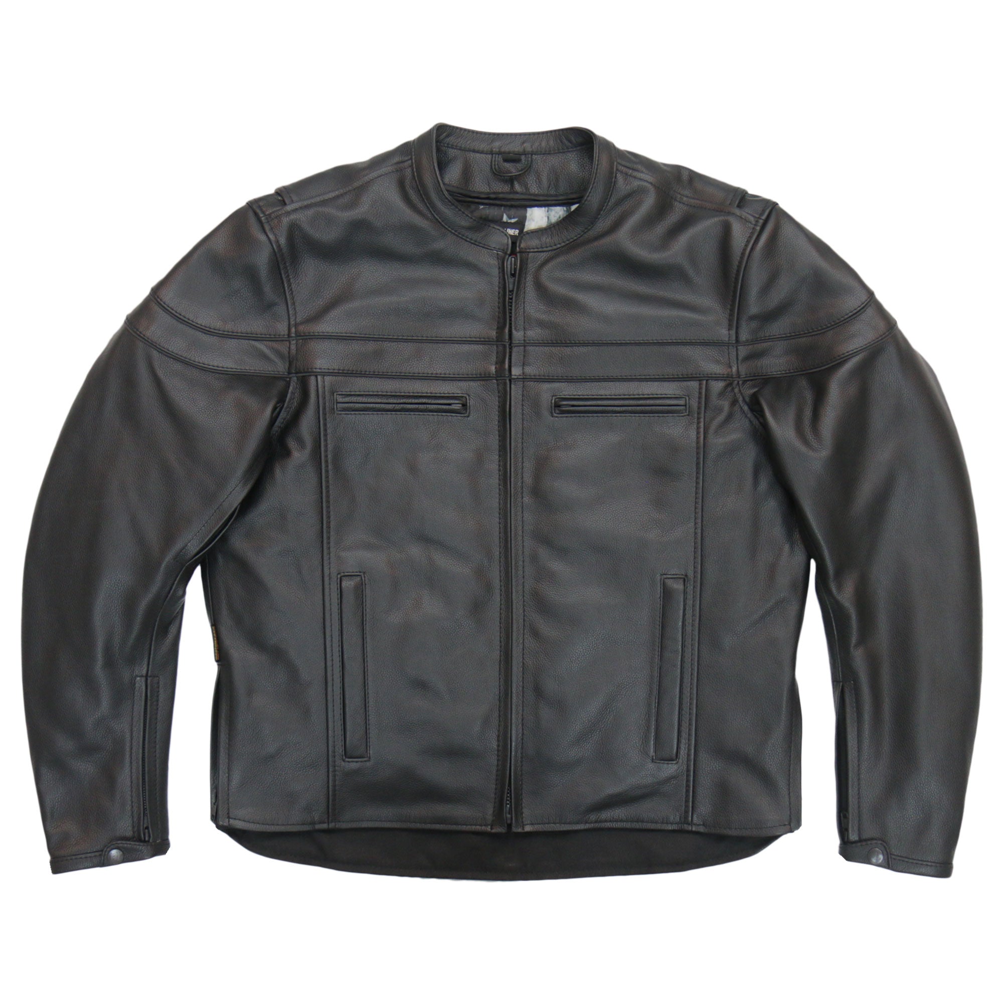 Hot Leathers JKM1032 Men’s Motorcycle Black ‘Skull Flag' Printed Leather Biker Jacket with Concealed Carry Pockets