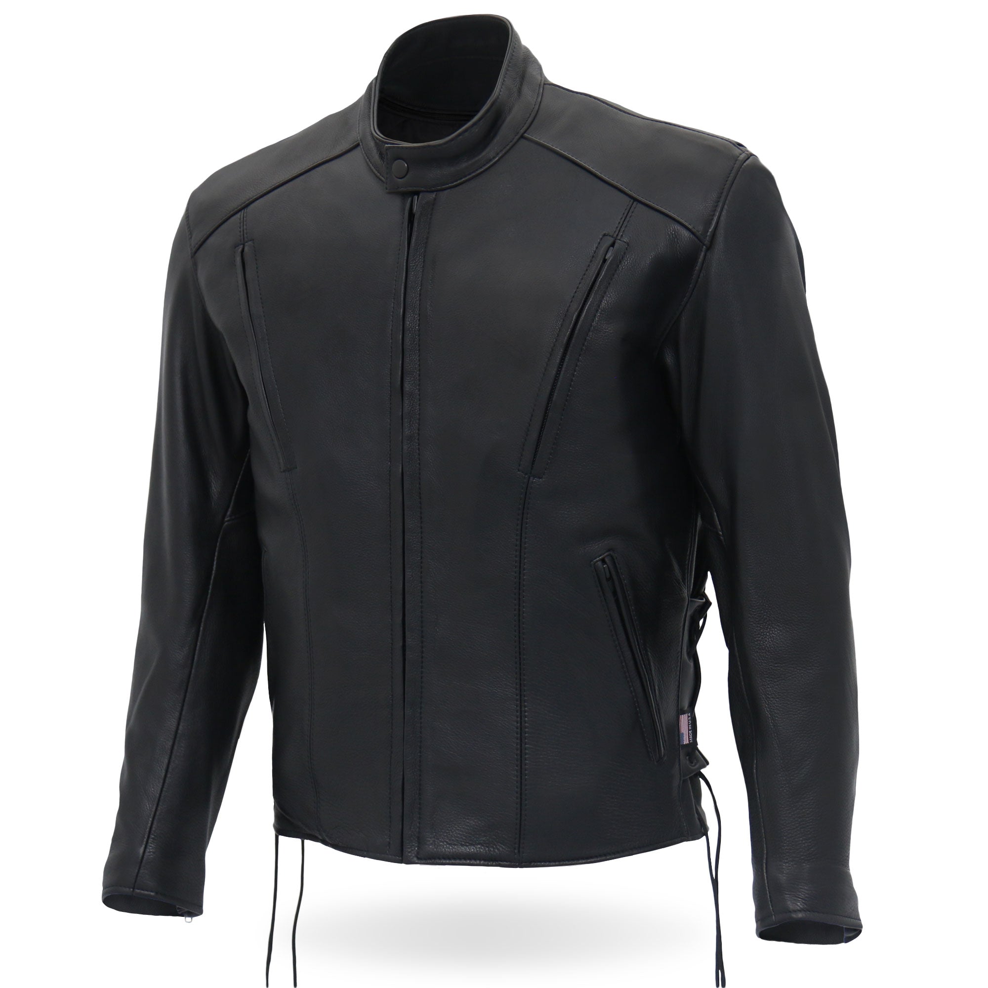 Hot Leathers JKM5002 Men's USA Made Vented Premium Leather Motorcycle Biker  Jacket with Side Lace