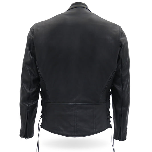 Hot Leathers JKM5002 Men's USA Made Vented Premium Leather Motorcycle Biker Jacket with Side Lace