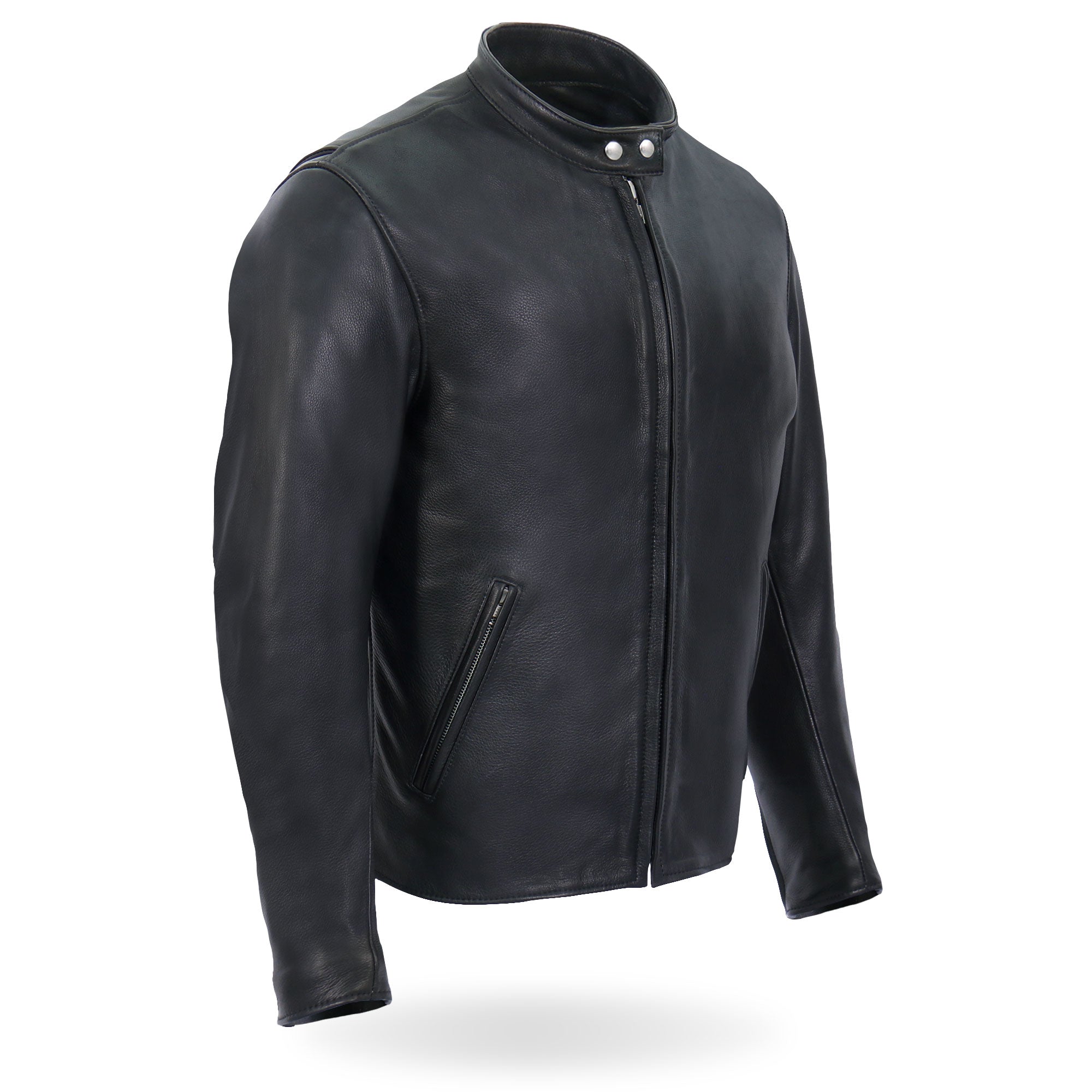Hot Leathers JKM5006 USA Made Men's Black Leather Motorcycle Biker Jacket