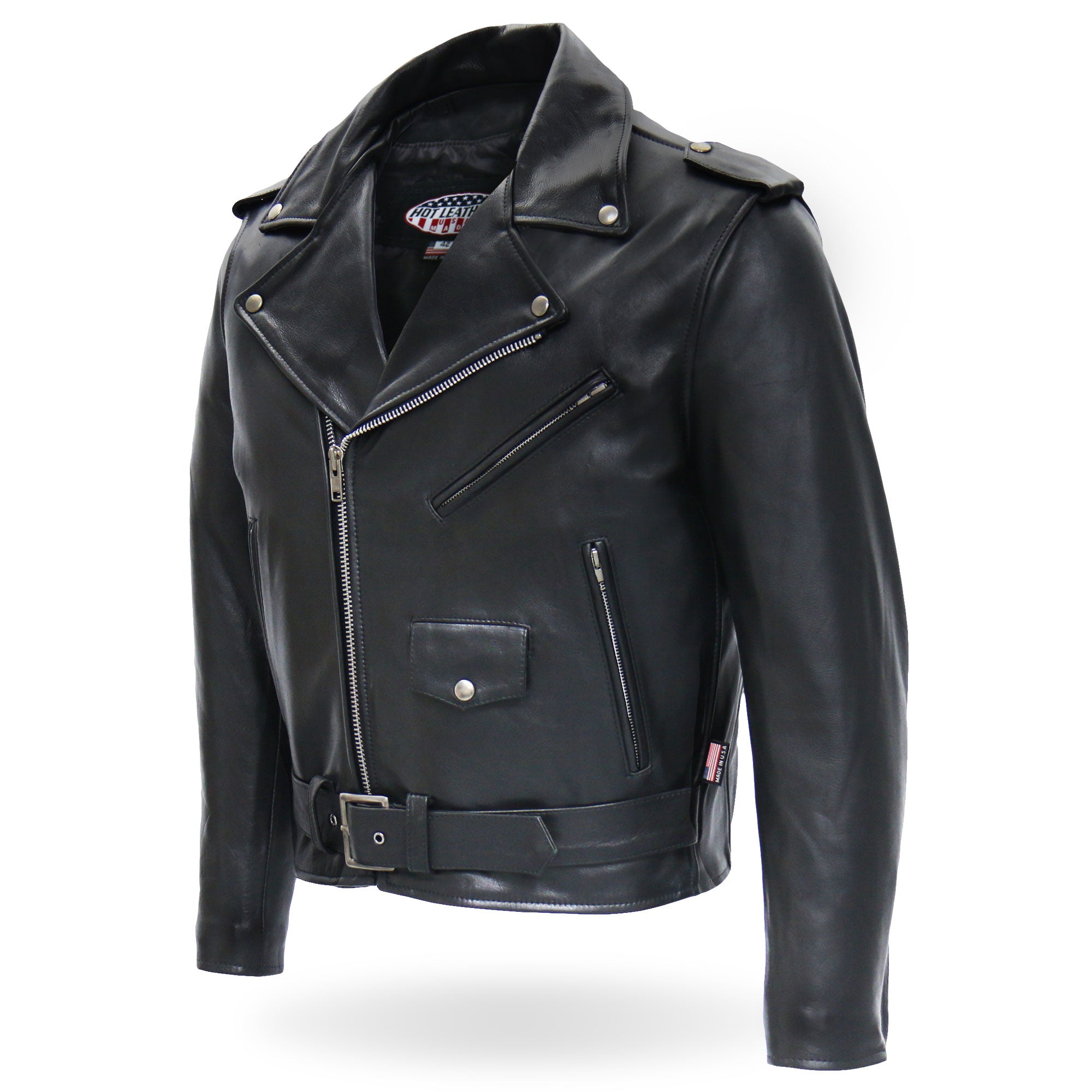 Mens Classic Leather Motorcycle Jacket