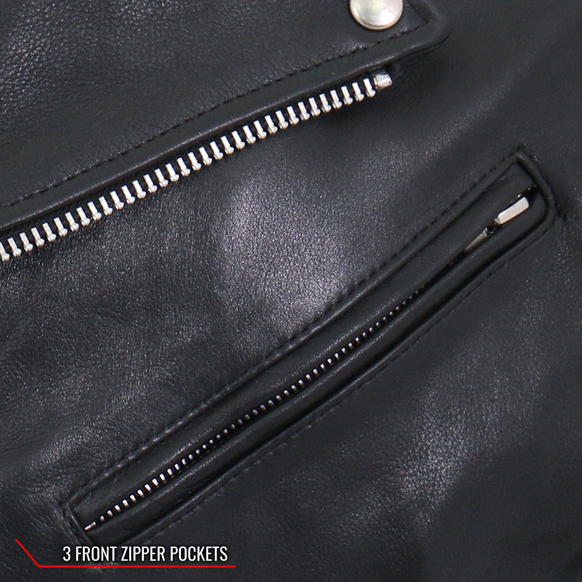 Hot Leathers JKM5009 Men's USA Made Black Premium Leather Classic Moto