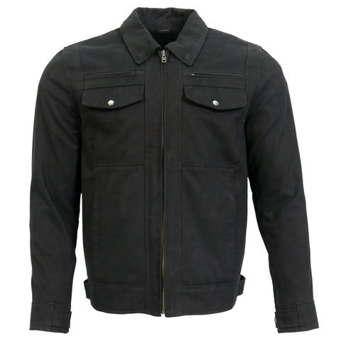 Hot Leathers JKM6001 Men's Black Denim Armored Motorcycle Shirt Biker Jacket