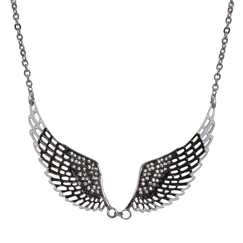 Hot Leathers JWN1007 Black Angel Wings Necklace