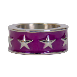 Hot Leathers JWR1119 Women's Purple Stainless Steel Ring with Stars