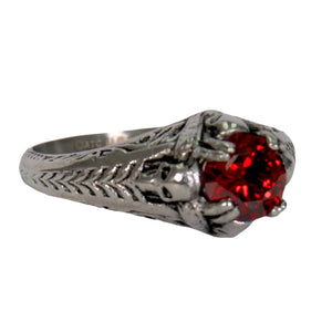 Hot Leathers JWR1125 Women's Red 'Stone Solitaire' Stainless Steel Ring