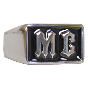 Hot Leathers JWR2129 Men's Silver 'MC' Stainless Steel Ring