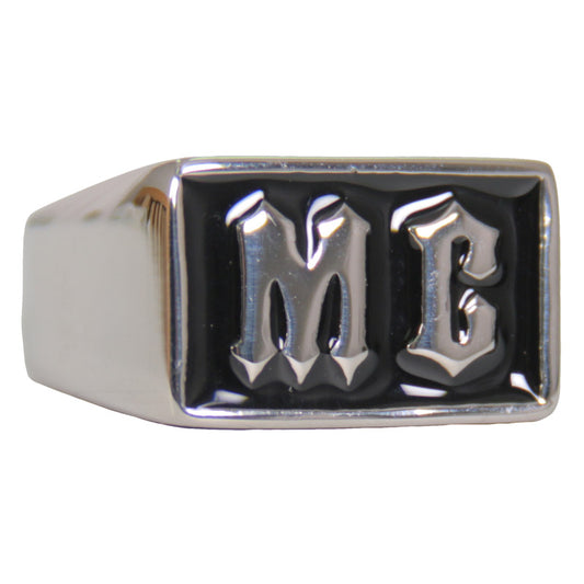 Hot Leathers JWR2129 Men's Silver 'MC' Stainless Steel Ring
