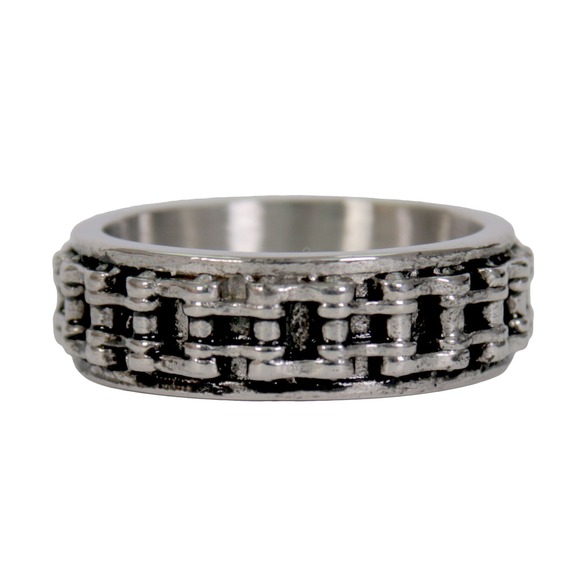 Hot Leathers JWR2140 Men's Silver 'Bike Chain' Stainless Steel Ring