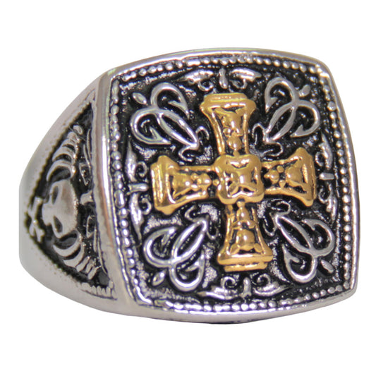 Hot Leathers JWR2141 Men's Silver Greek Cross Stainless Steel Ring