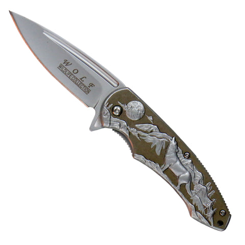 Hot Leathers KNA1135 Wolf Folding 3.5 Inch Knife