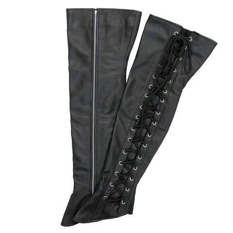 Hot Leathers LCU1003 Ladies Black Lambskin Leather Leggings with Black Side Lace
