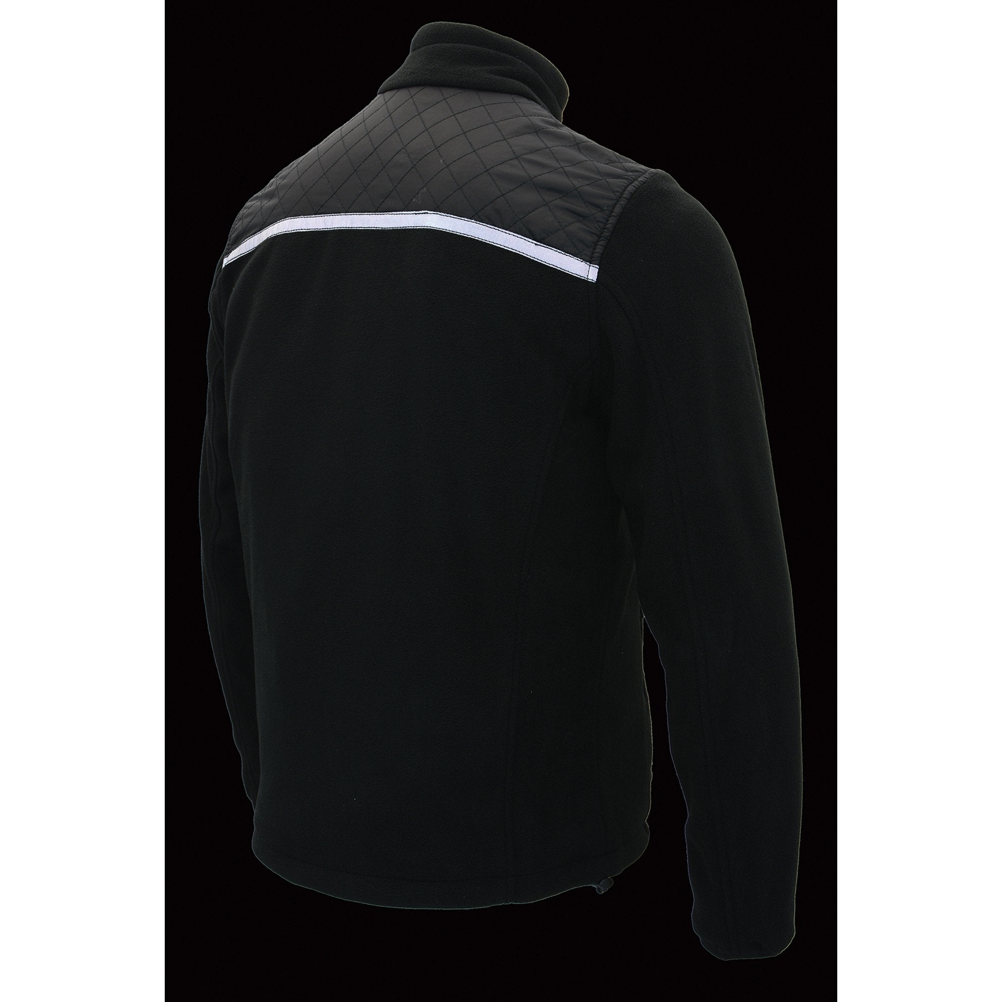 Milwaukee Leather MPM1784 Men's Black Micro Fleece Zipper Front Jacket with Reflective Stripes