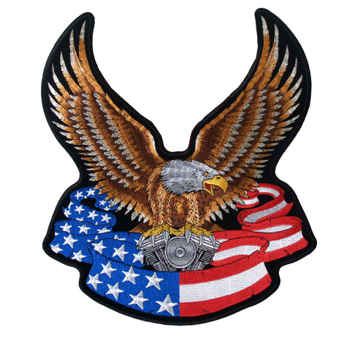 Hot Leathers Eagle and Flag 10" Patch