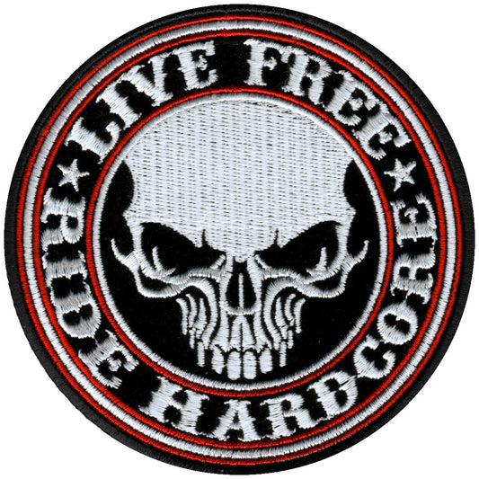 Hot Leathers PPA5370 Live Free Ride Hardcore Skull Patch 4" x 4"
