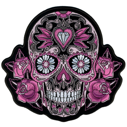 Hot Leathers PPA6967 Pink Sugar Skull and Roses 8" x 8" Patch
