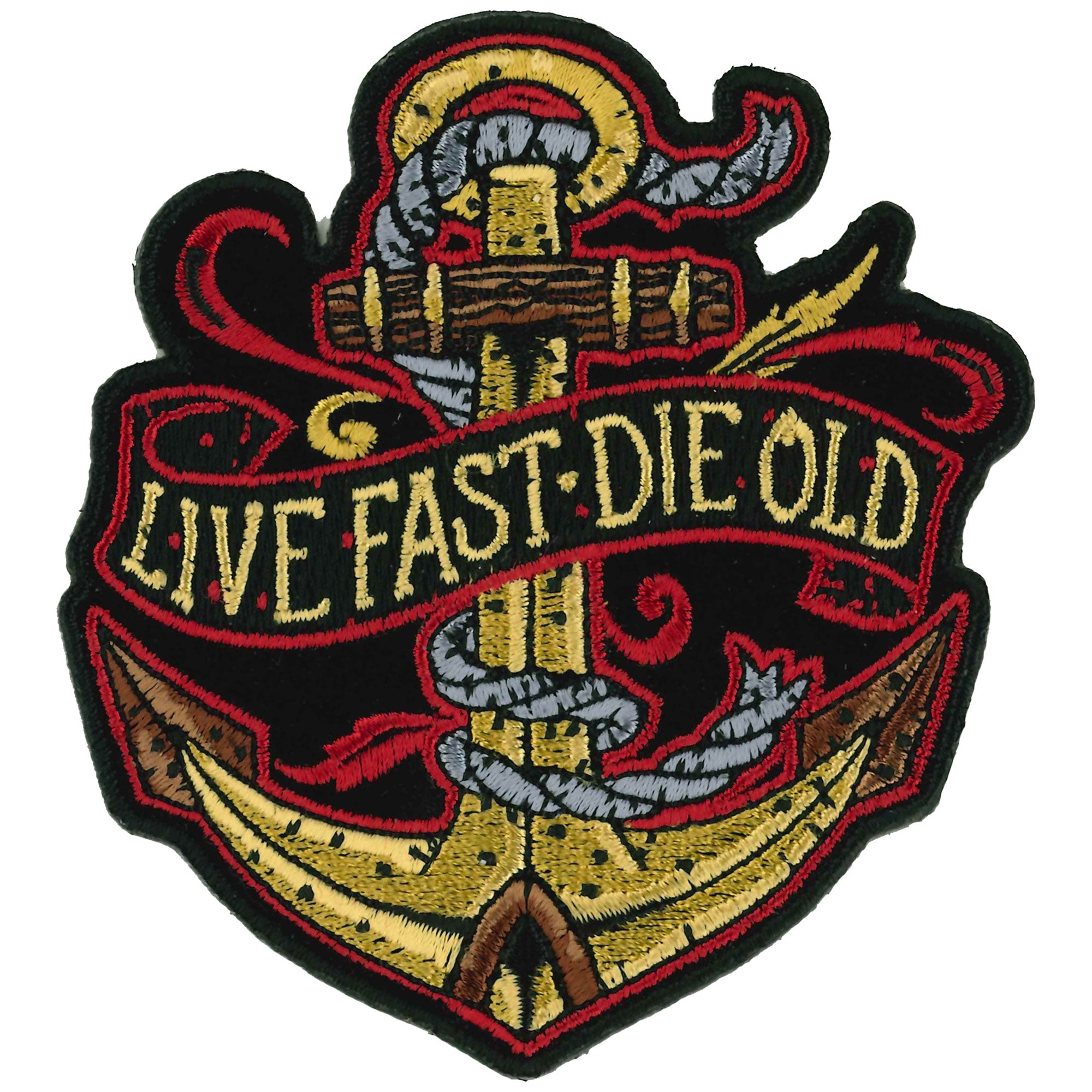 Hot Leathers Live Fast Die Old 3.5" Anchor Patch