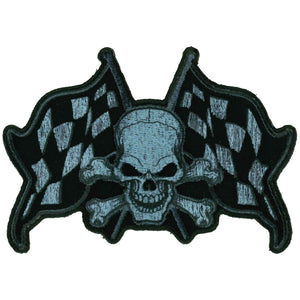 Hot Leathers Skull And Checkered Flags 4" Patch