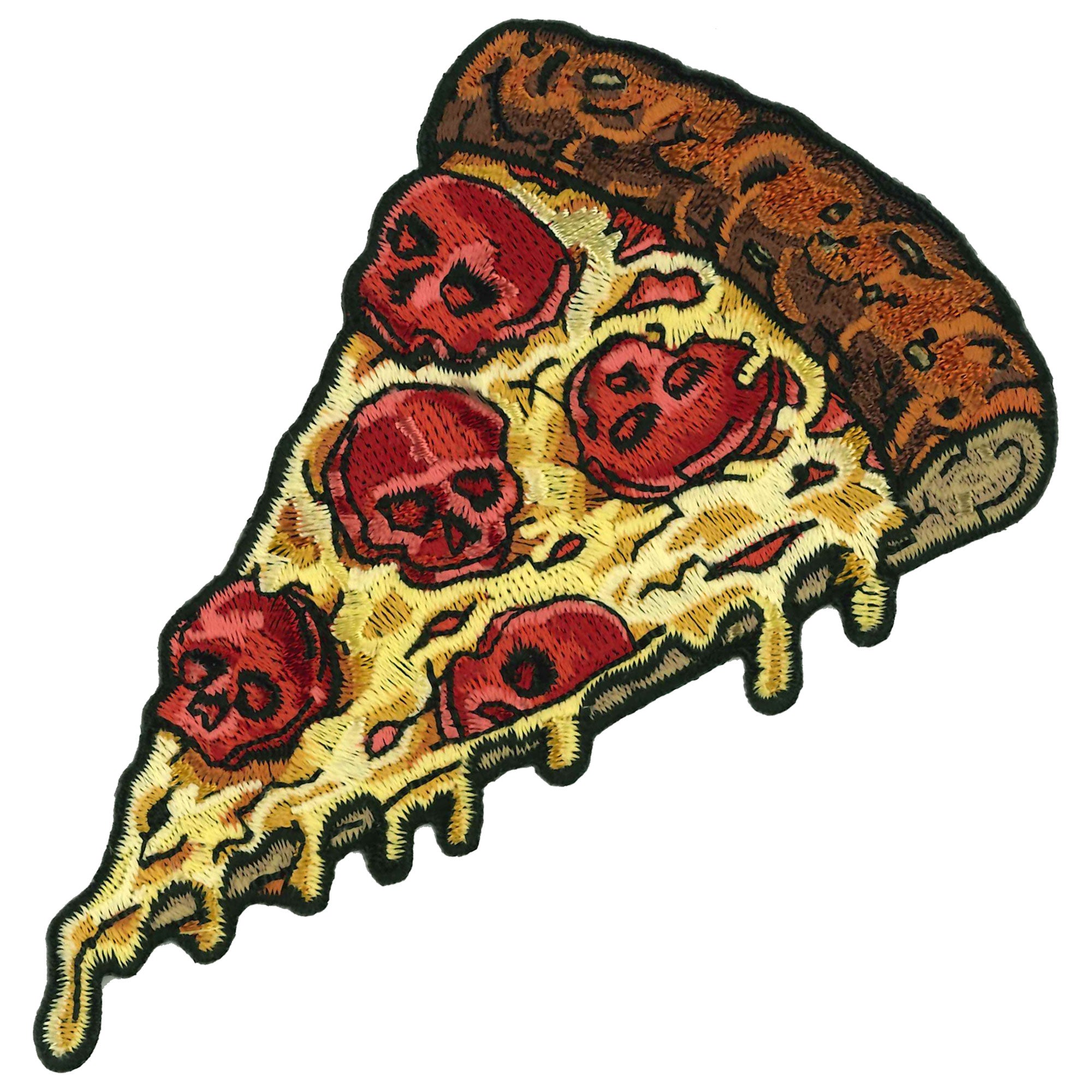 Hot Leathers Pepperoni Skull Pizza Slice 4" Patch
