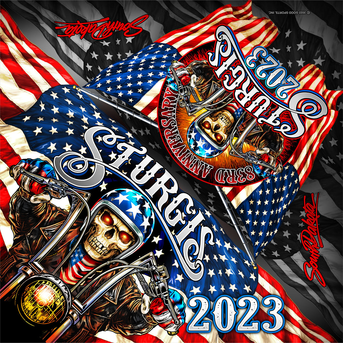 Sturgis Motorcycle Rally 2023 #1 Design America Skull Bandana SPA4128