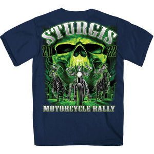 2022 Sturgis Motorcycle Rally #1 Design Skeleton Riders Navy T-Shirt