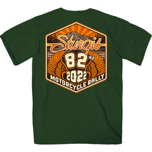 2022 Sturgis Motorcycle Rally SPB1032 Men’s 82nd Logo Forest Green T Shirt