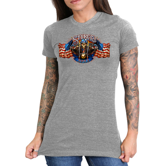 2023 Sturgis # 1 American Lady Double Sided Ladies T-Shirt