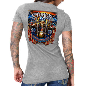 2023 Sturgis # 1 American Lady Double Sided Ladies T-Shirt