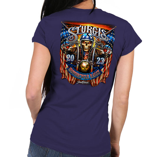 2023 Sturgis # 1 American Lady Double Sided Ladies T-Shirt