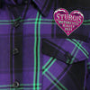 Sturgis Motorcycle Rally 2021 Heart Angel Ladies Purple and Blue Flannel Shirt