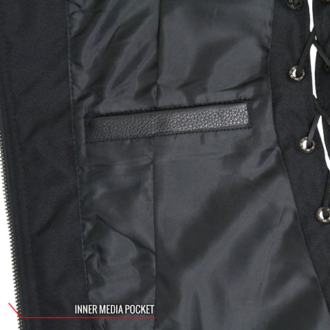 Hot Leathers VSL1013 Ladies motorcycle style Black Leather Side Lace Zip-Up Biker Vest